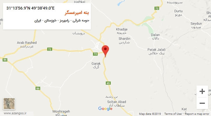 روستای بنه امیرعسگر بر روی نقشه