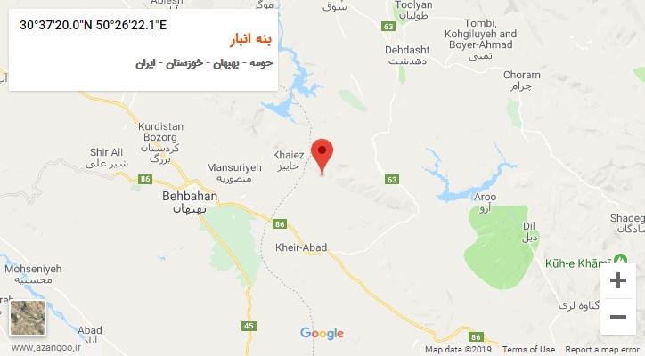 روستای بنه انبار بر روی نقشه