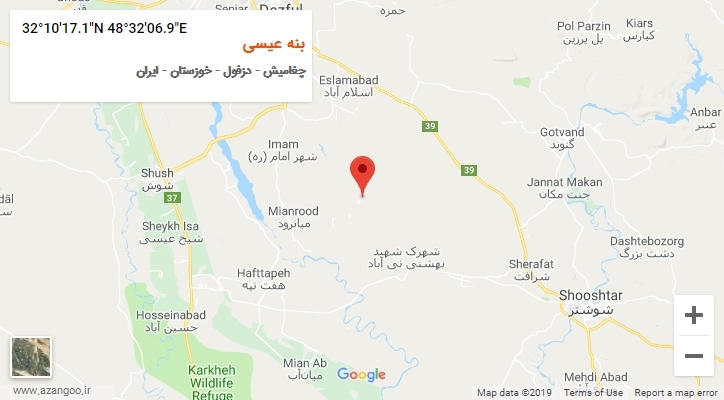 روستای بنه عیسی بر روی نقشه