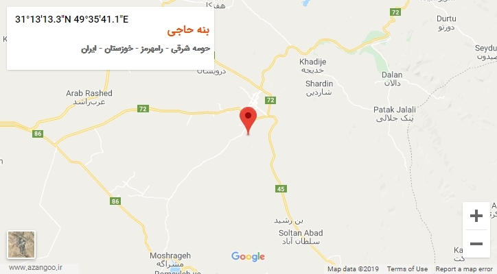 روستای بنه حاجی بر روی نقشه