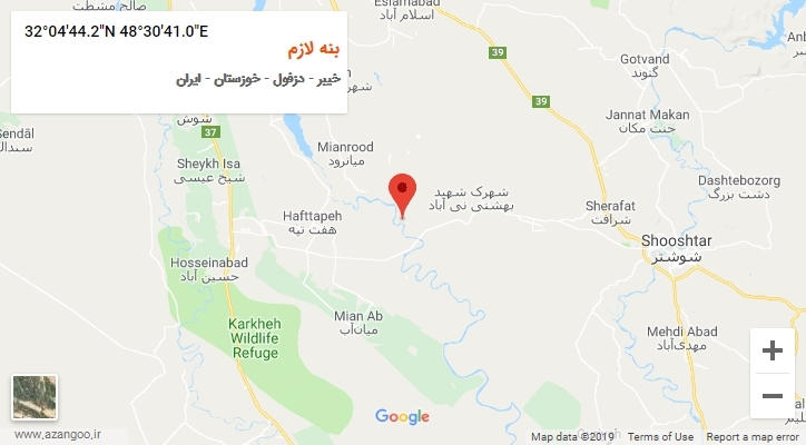 روستای بنه لازم بر روی نقشه
