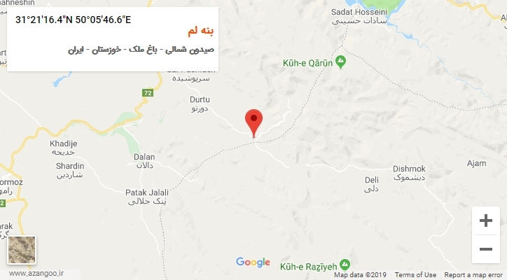 روستای بنه لم بر روی نقشه