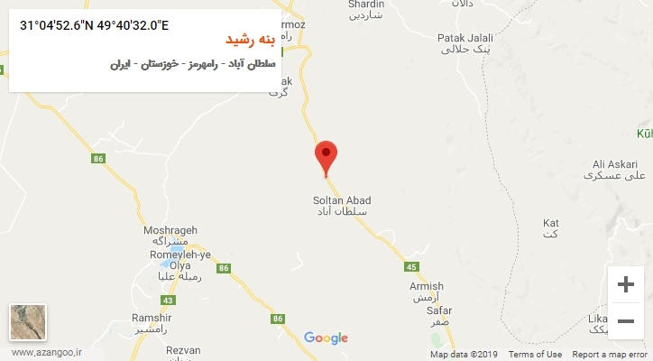 روستای بنه رشید بر روی نقشه