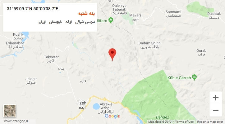 روستای بنه شنبه بر روی نقشه