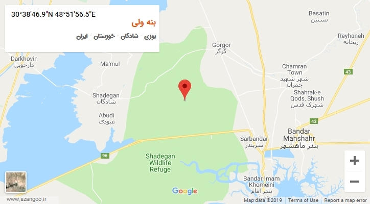 روستای بنه ولی بر روی نقشه