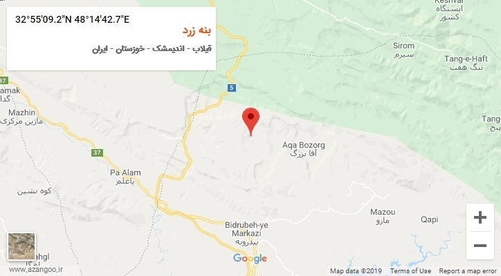 روستای بنه زرد بر روی نقشه