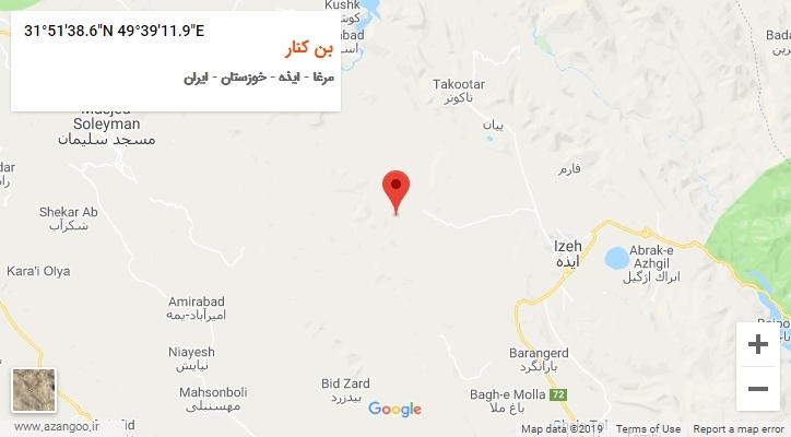 روستای بن کنار بر روی نقشه