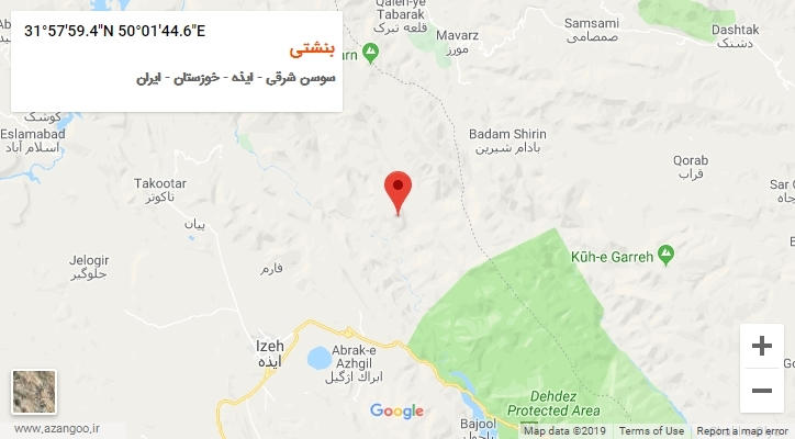 روستای بنشتی بر روی نقشه