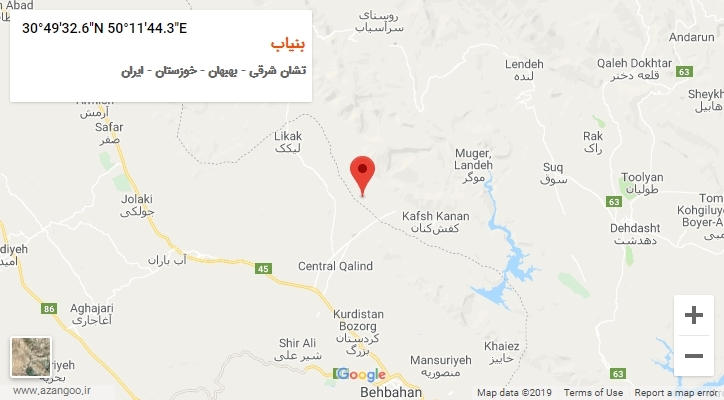 روستای بنیاب بر روی نقشه