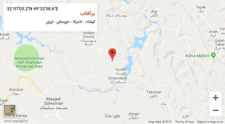 روستای برآفتاب بر روی نقشه