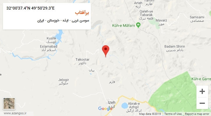 روستای برآفتاب بر روی نقشه