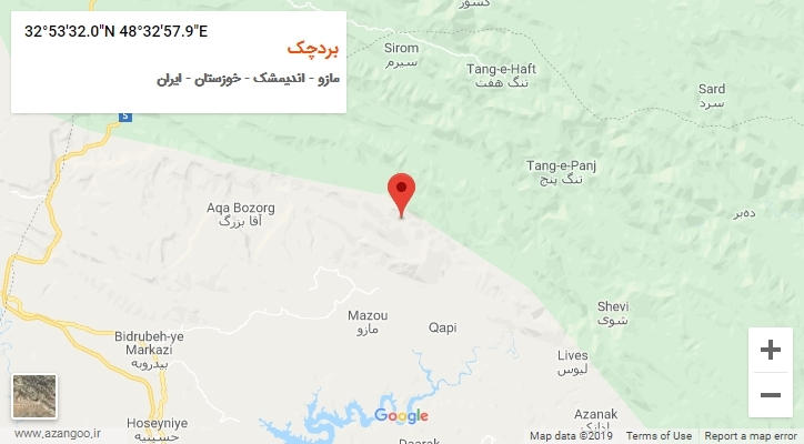 روستای بردچک بر روی نقشه
