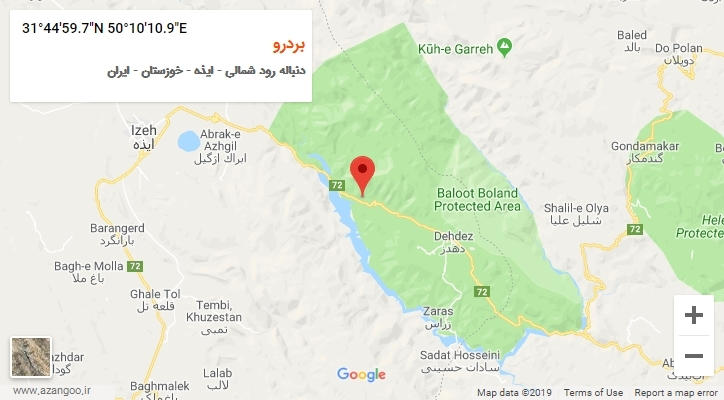 روستای بردرو بر روی نقشه