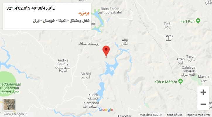 روستای بردزرد بر روی نقشه