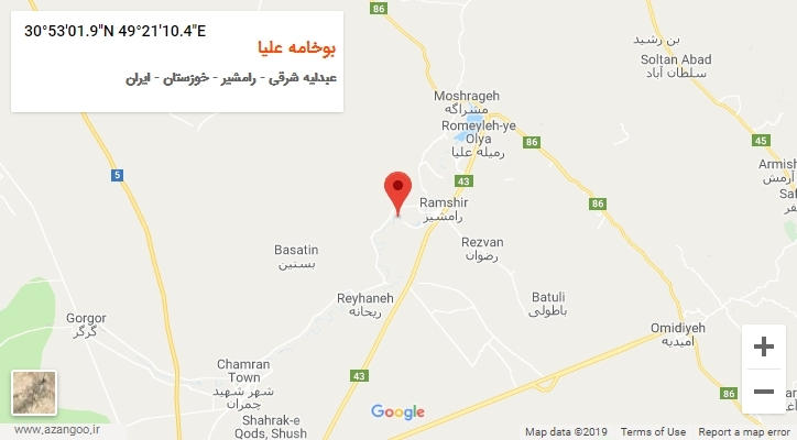 روستای بوخامه علیا بر روی نقشه