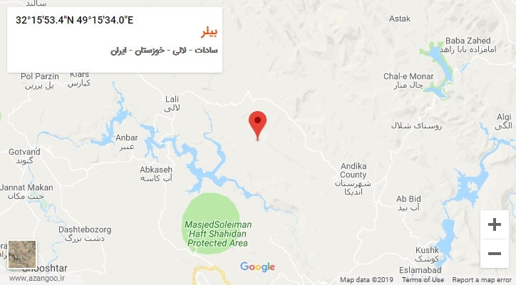 روستای بیلر بر روی نقشه