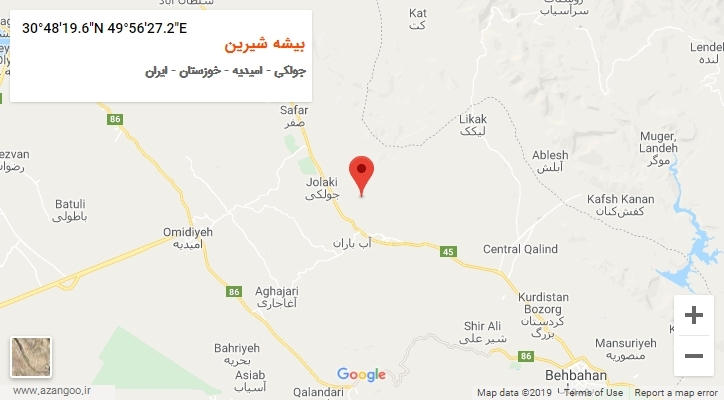 روستای بیشه شیرین بر روی نقشه