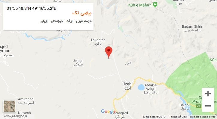 روستای بیضی تک بر روی نقشه