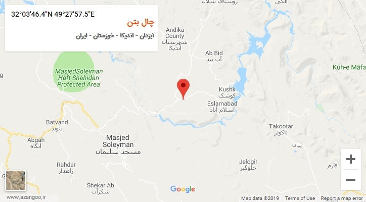 روستای چال بتن بر روی نقشه