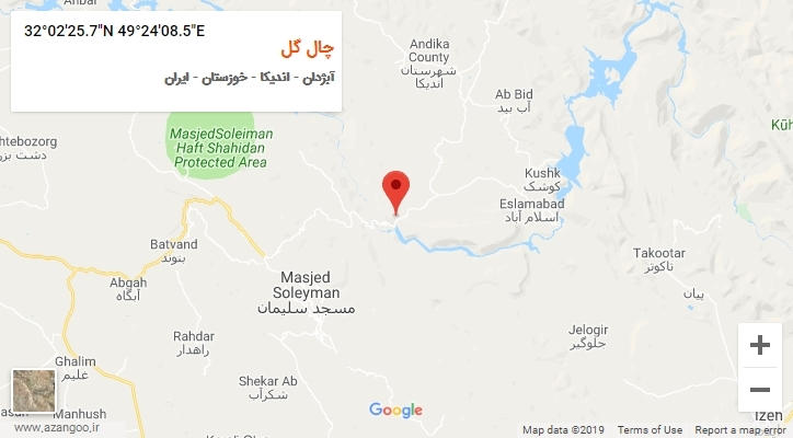 روستای چال گل بر روی نقشه