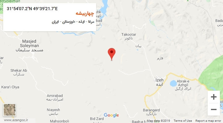 روستای چهاربیشه بر روی نقشه