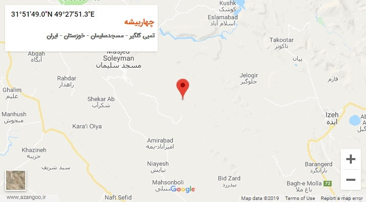 روستای چهاربیشه بر روی نقشه