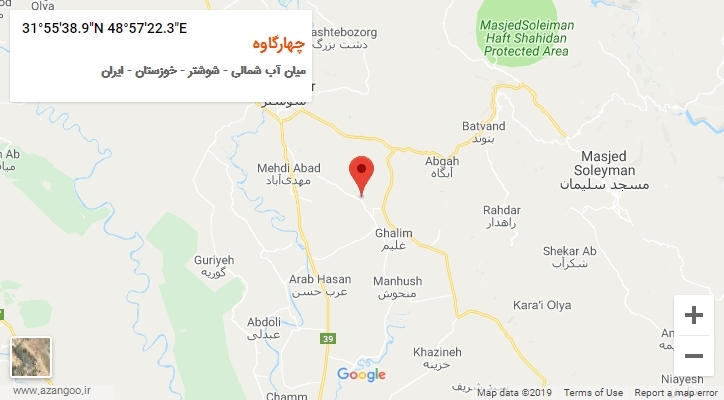 روستای چهارگاوه بر روی نقشه