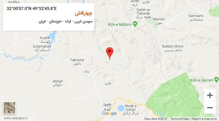 روستای چهارقاش بر روی نقشه