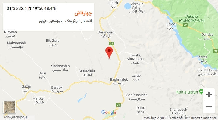 روستای چهارقاش بر روی نقشه