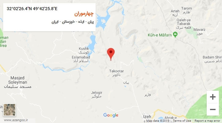 روستای چهارموران بر روی نقشه