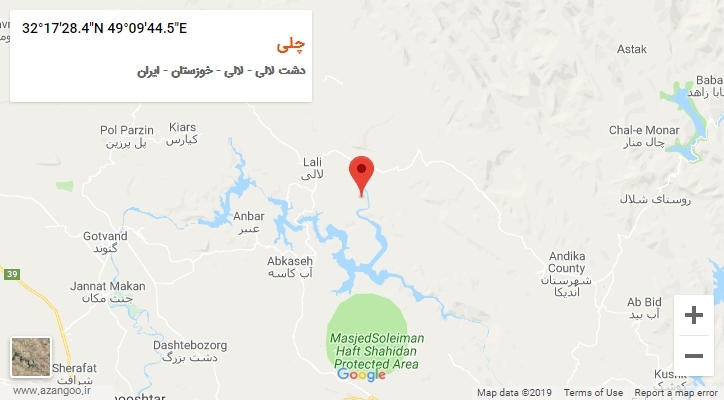 روستای چلی بر روی نقشه