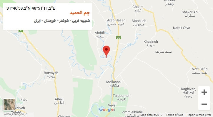 روستای چم الحمید بر روی نقشه