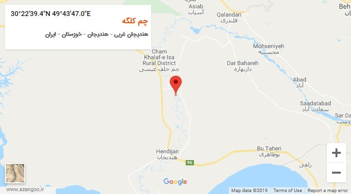 روستای چم کلگه بر روی نقشه