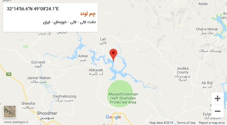 روستای چم لوند بر روی نقشه