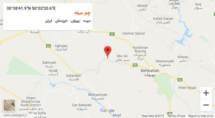 روستای چم سیاه بر روی نقشه