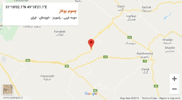 روستای چموم بوغار بر روی نقشه