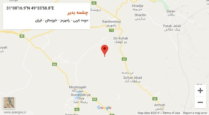 روستای چشمه بدیر بر روی نقشه