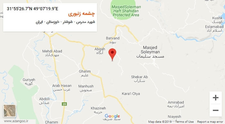 روستای چشمه زنبوری بر روی نقشه