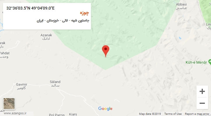 روستای چوزه بر روی نقشه