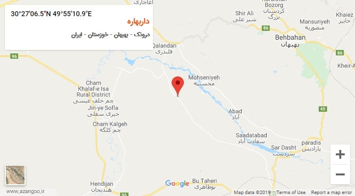 روستای داربهاره بر روی نقشه