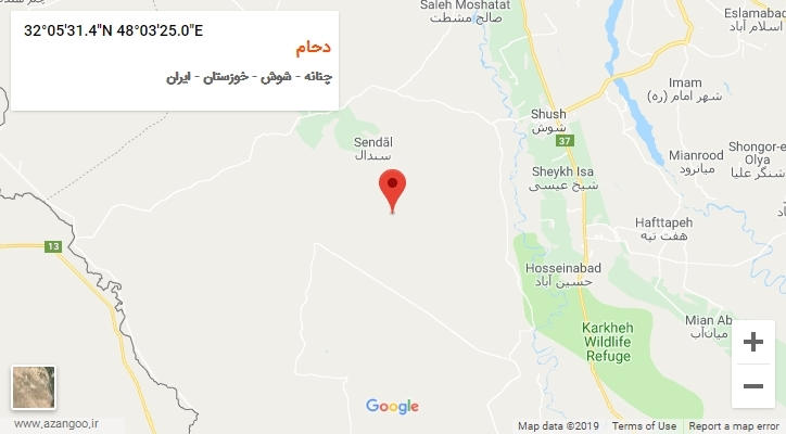 روستای دحام بر روی نقشه