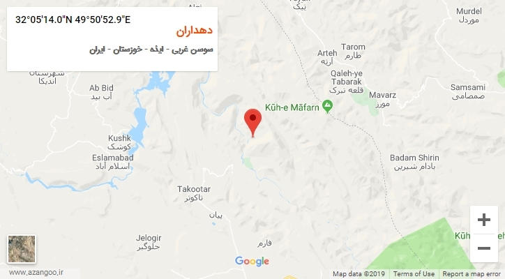 روستای دهداران بر روی نقشه