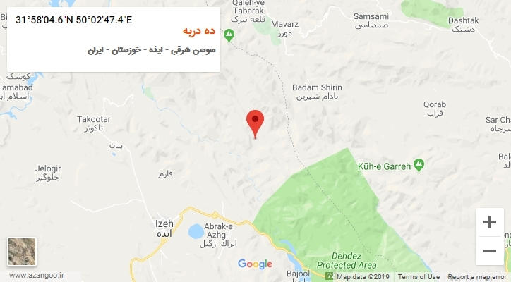 روستای ده دربه بر روی نقشه