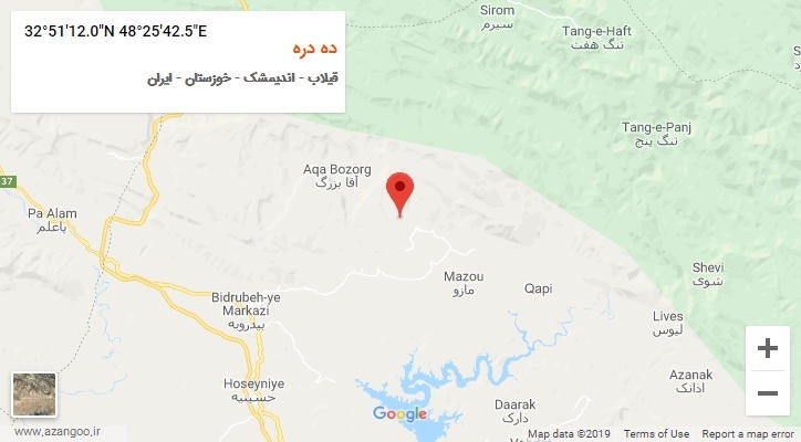 روستای ده دره بر روی نقشه