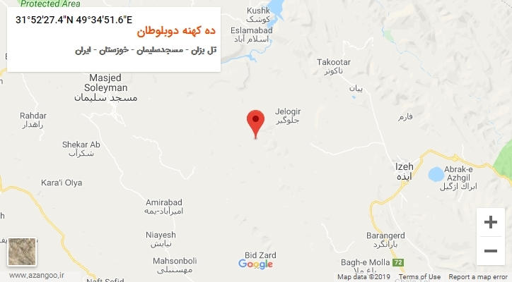 روستای ده کهنه دوبلوطان بر روی نقشه