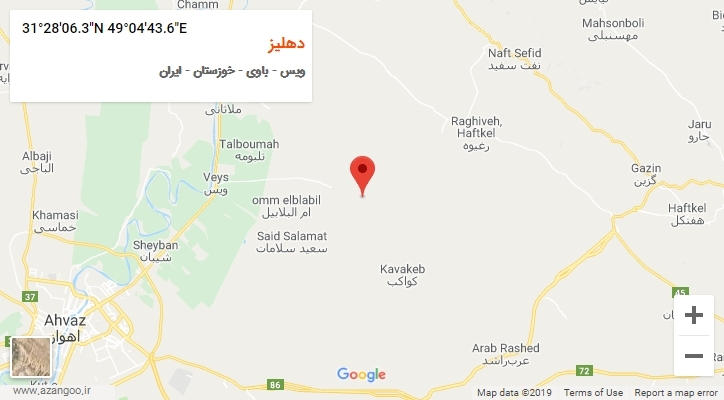 روستای دهلیز بر روی نقشه