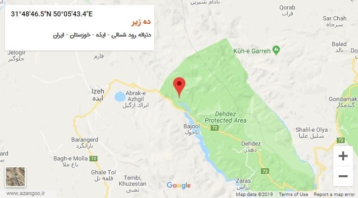 روستای ده زیر بر روی نقشه
