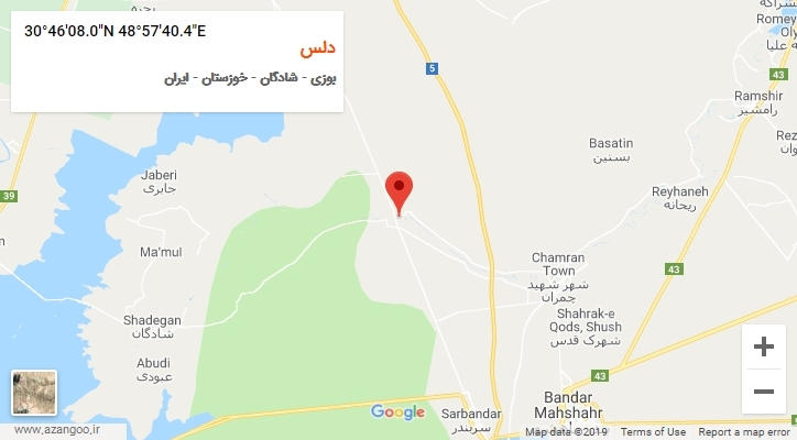 روستای دلس بر روی نقشه