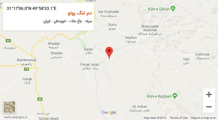 روستای دم تنگ پوتو بر روی نقشه