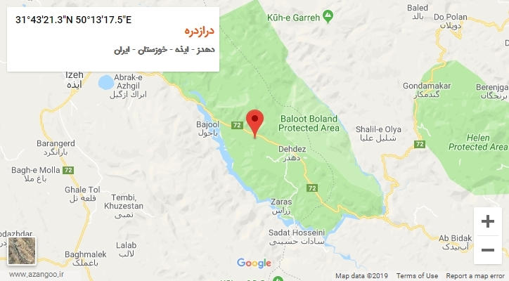 روستای درازدره بر روی نقشه